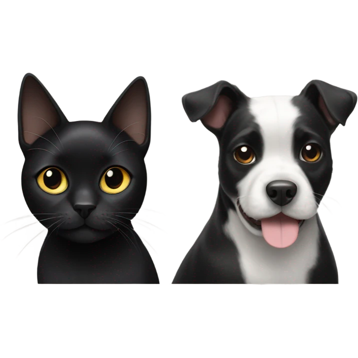 All Black cat next to black and white terrier dog emoji