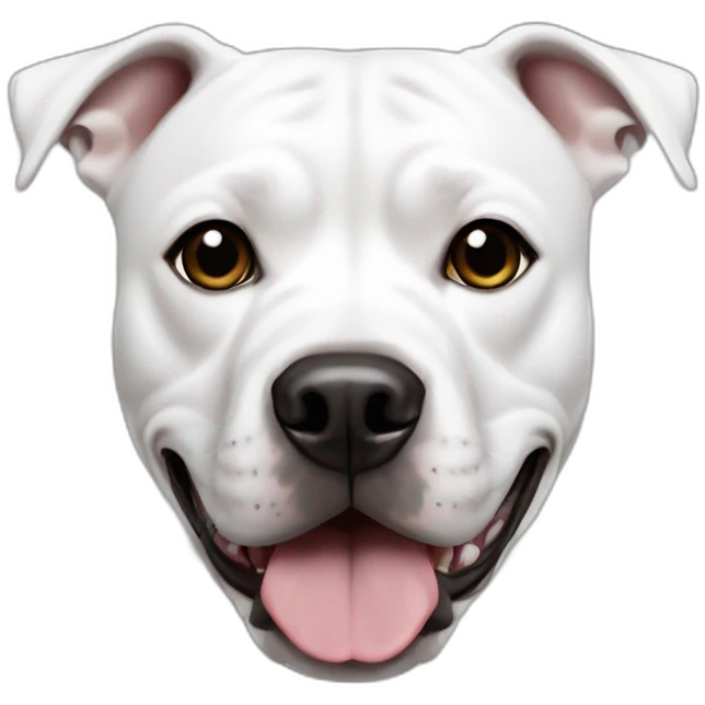 white staffordshire terrier with black eye emoji