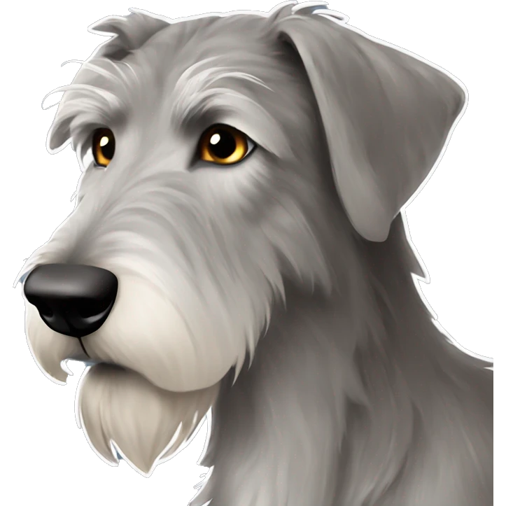 Grey irish wolfhound with brown hair girl emoji