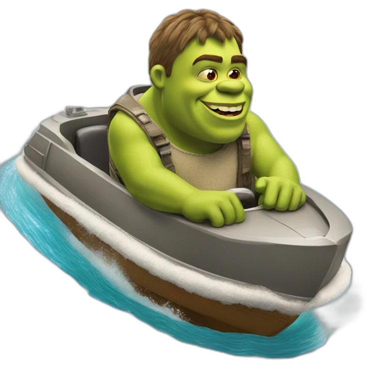 shrek as a speedboat emoji