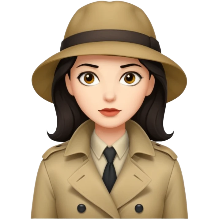 trençkotlu kadın koyu saçlı dedektif  emoji