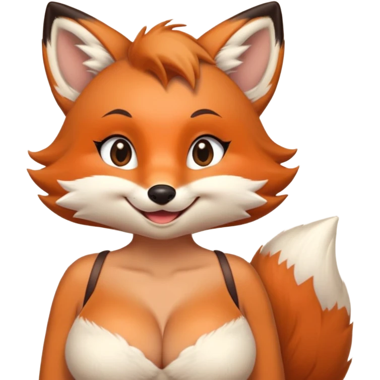 furry fox with big boobs without bra smiling cute emoji