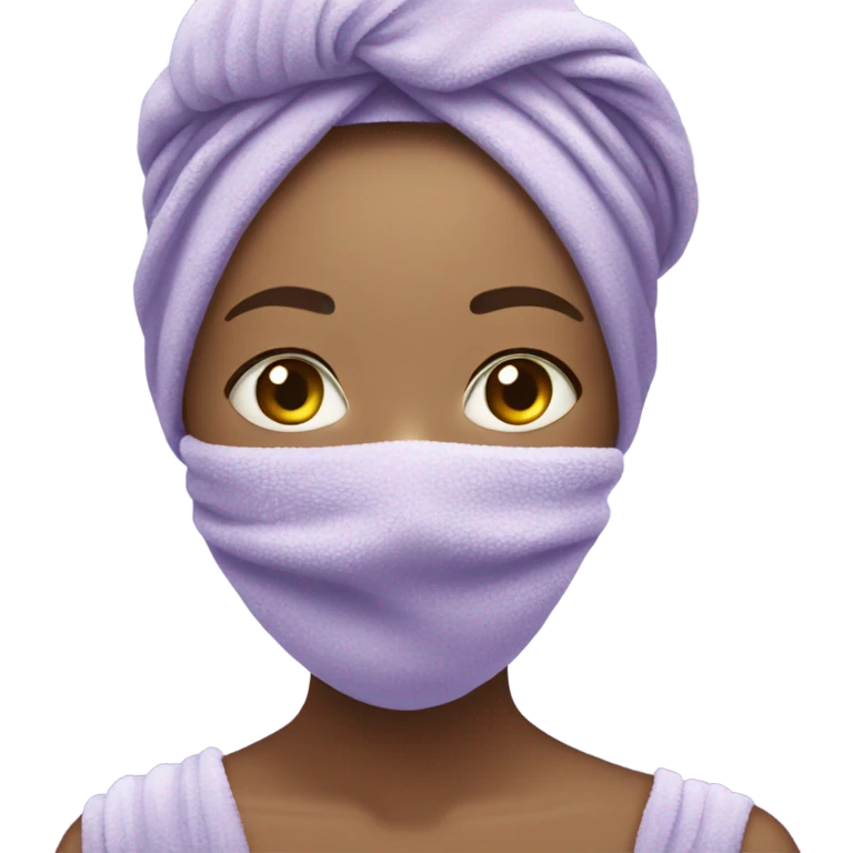 beautiful girl with a pastel purple towel on her head emoji