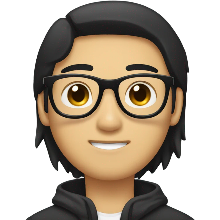 programmer, student, asian, black hair, black eyes, male, round face, black sunglasses emoji
