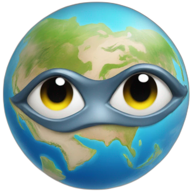 Yeux avec la Terre à la place de la pupille emoji