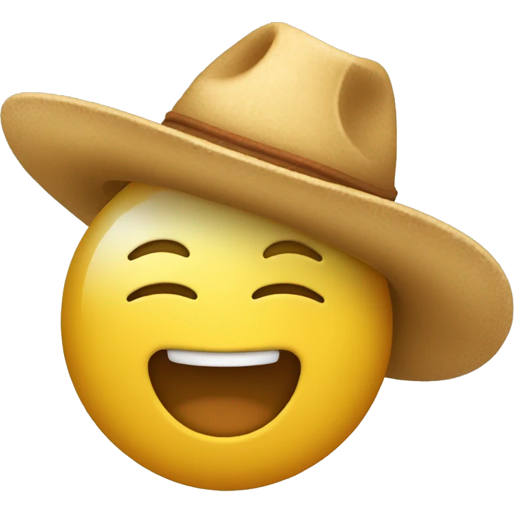 cara redonda amarilla sonriendo con un sombrero emoji