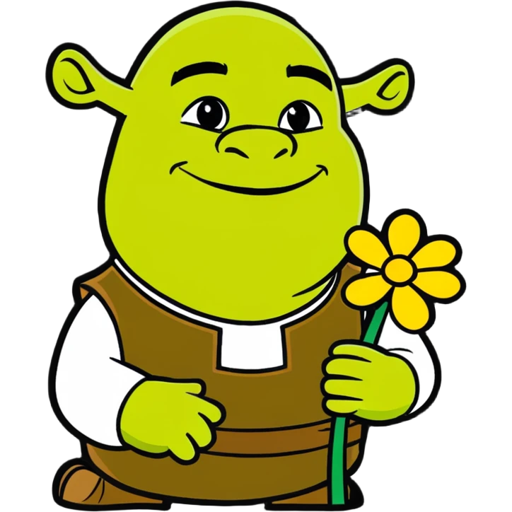 shreck with a flower emoji