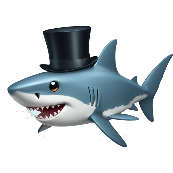 Shark with a top hat emoji