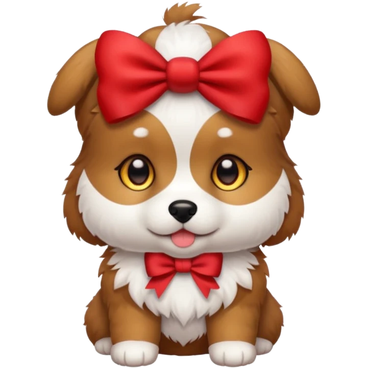 Cute puppy with bow emoji