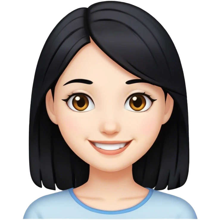 smiling girl with black hair emoji