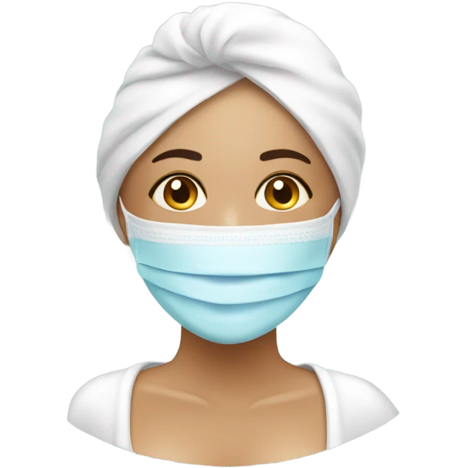 Lady with face mask spa beauty full face relaxing emoji