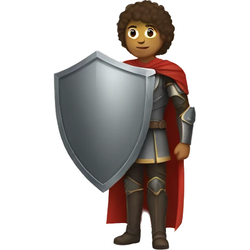A person with a shield emoji