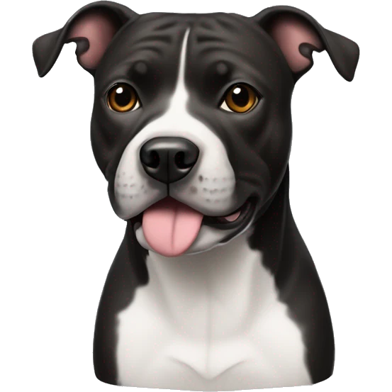 a dark drown staffordshire bullterrier with white nose emoji