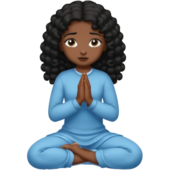 girl praying on knees curls black emoji