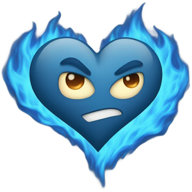 Blue heart with blue flames emoji