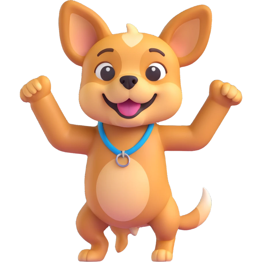 dancing dog 3D emoji style emoji