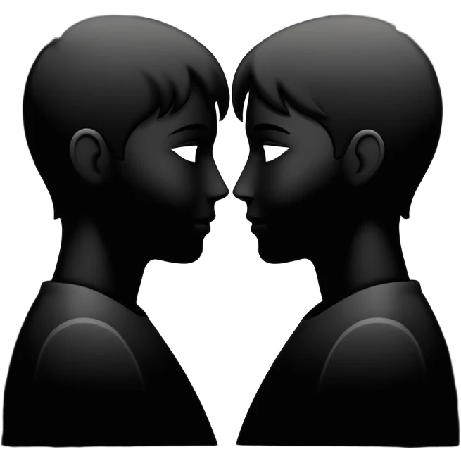 Two silhouettes merging together, one fading into the other, romantic concept emoji