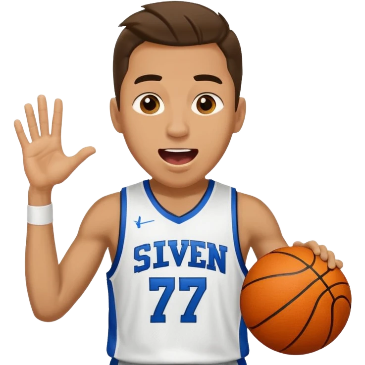 Maverick Trevillian in the crowd at an amateur basketball game. He leans towards the camera and enthusiastically shouts "six seven emoji
