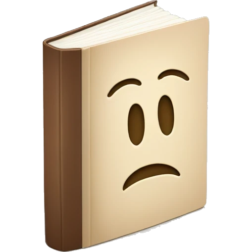 An open, hardcover book, depicted with a beige cover.  emoji