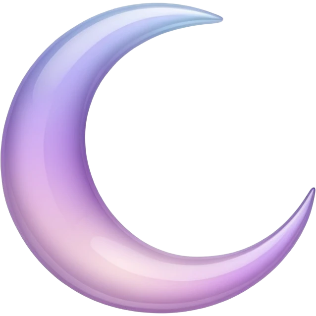 Glossy Pastel lilac-gradient glass crescent emoji