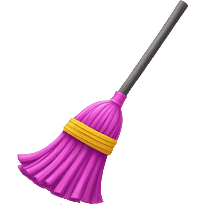Broom against pink wand crossing each other emoji
