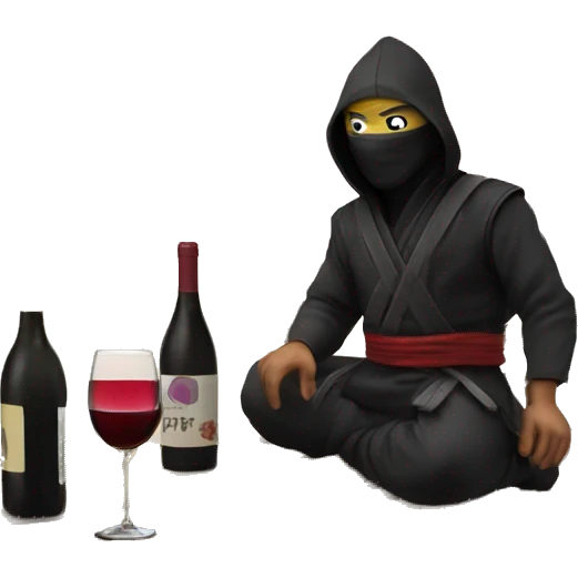 A ninja drinking some wine on a pier emoji