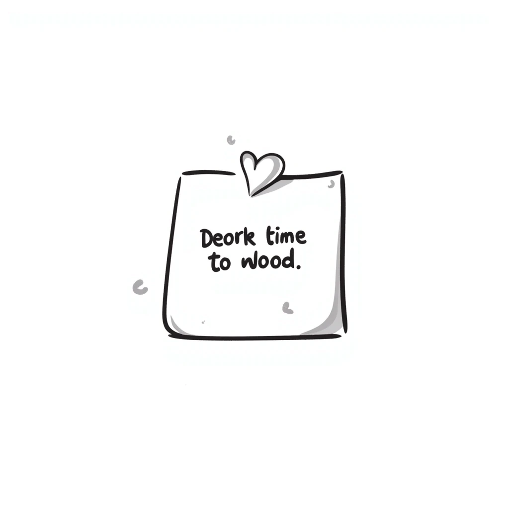 heart-shaped sticky note with handwritten text emoji