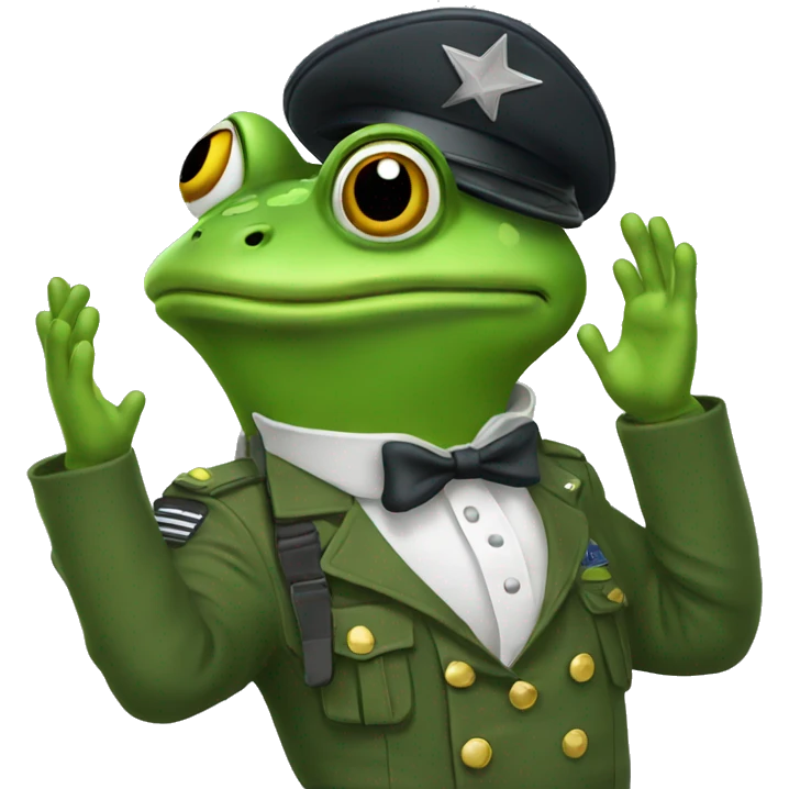 Saluting armed frog emoji
