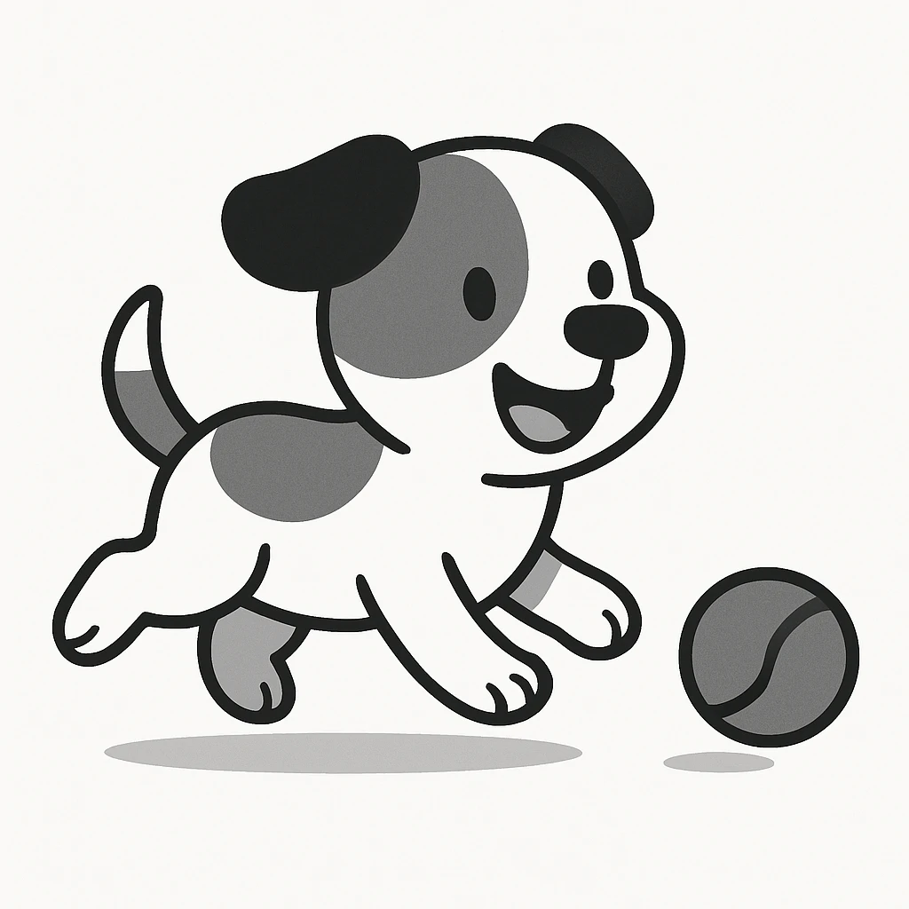 happy dog running after ball emoji