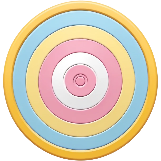 A cute bullseye target with spring pastel colors of yellow, pink and light blue emoji