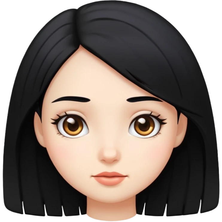 A girl with hair black and cute face emoji