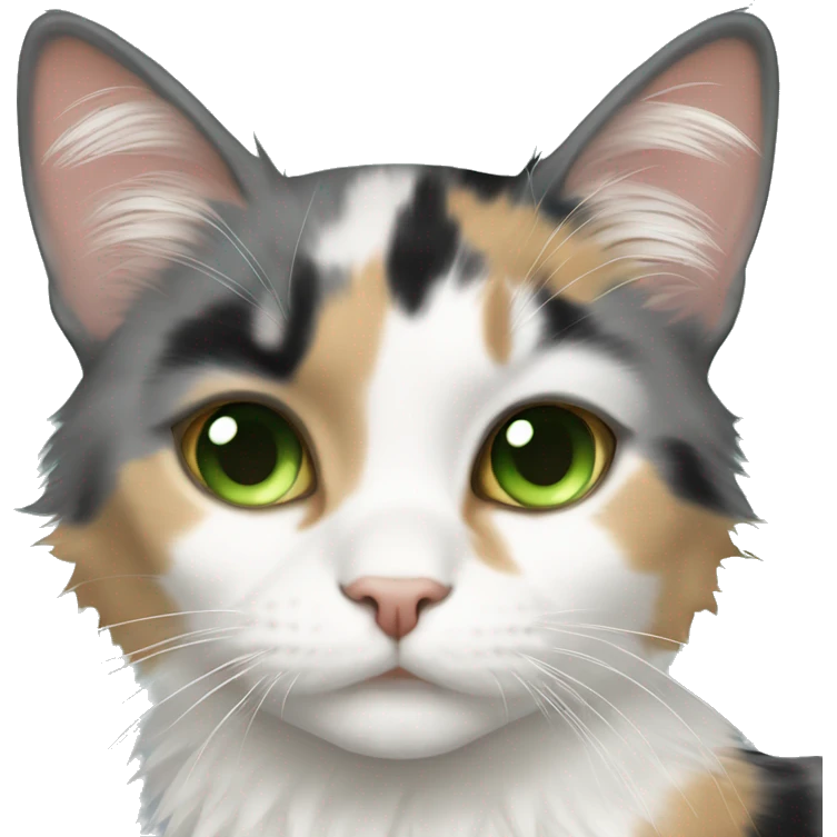 Long hair dilute calico green eyes emoji