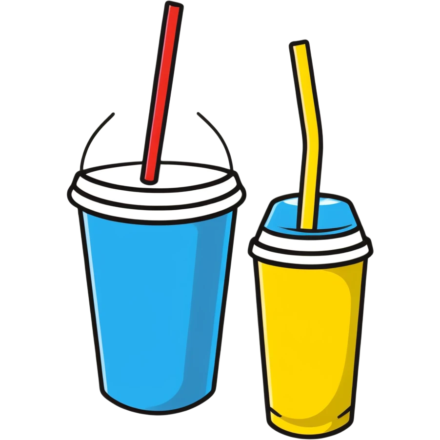 napkins, soda straws, yellow disposable cup emoji