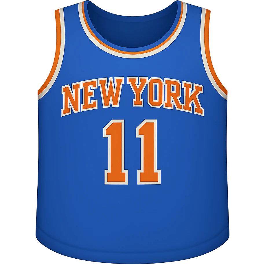 new york knicks basketball jersey featuring the number 11, ios emoji style emoji