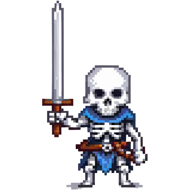 skeleton with a sword in battle stance emoji