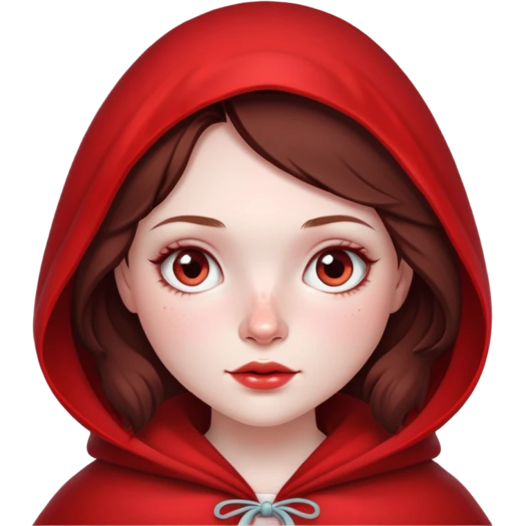 Little red riding hood, pale skin with freckles dark brown hair emoji