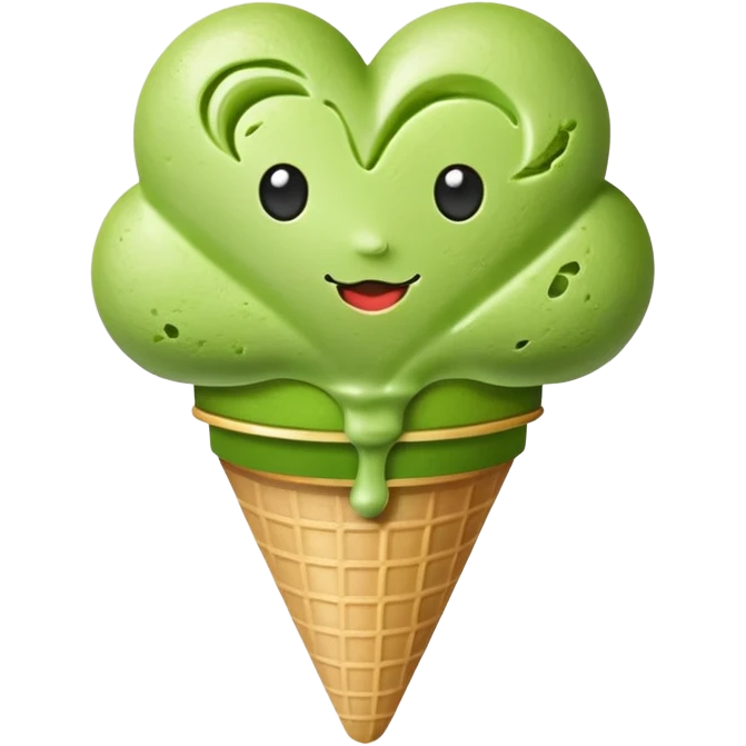 heart shape matcha ice cream emoji