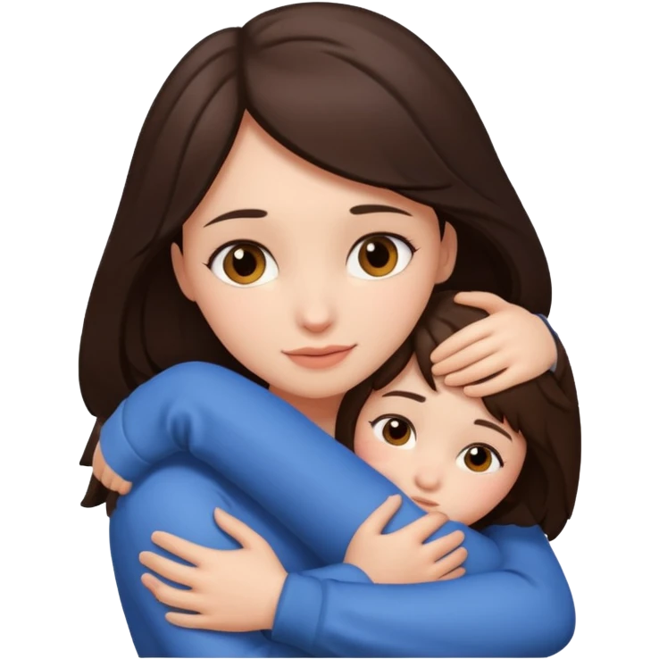 Brunette girl hugging herself emoji