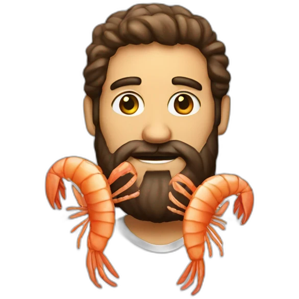 Fried shrimp men with beard emoji