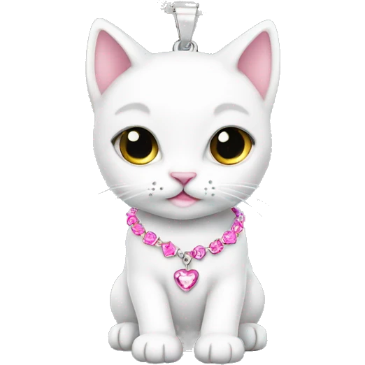 white kitten white pink necklace emoji