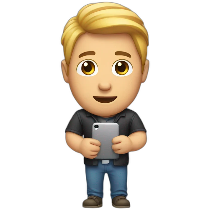 A man hold phone  emoji