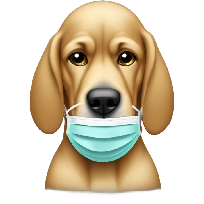 White and gold bloodhound with scrubs and medical mask. emoji