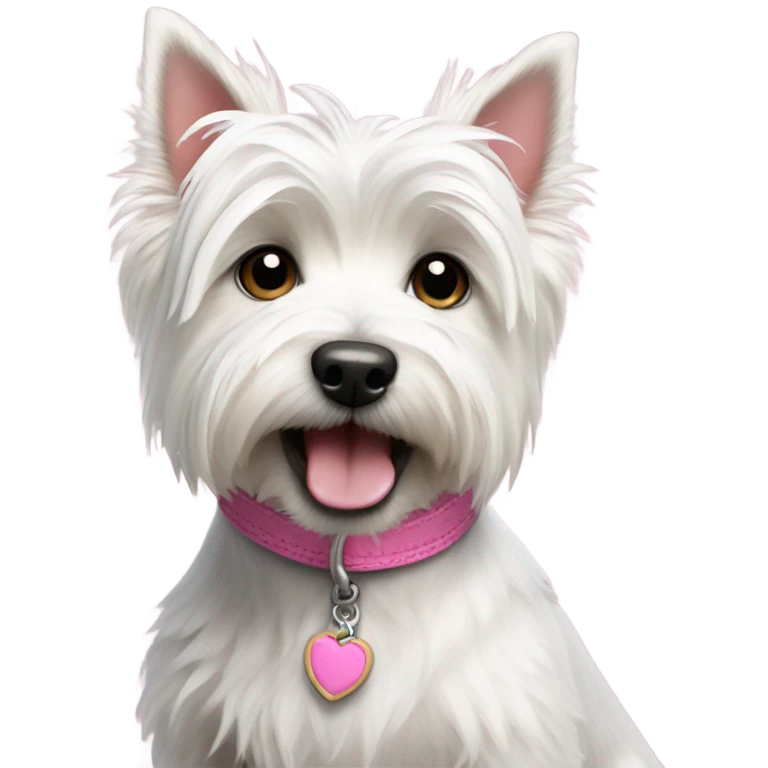 standing up westie highland terrier with pink collar  emoji