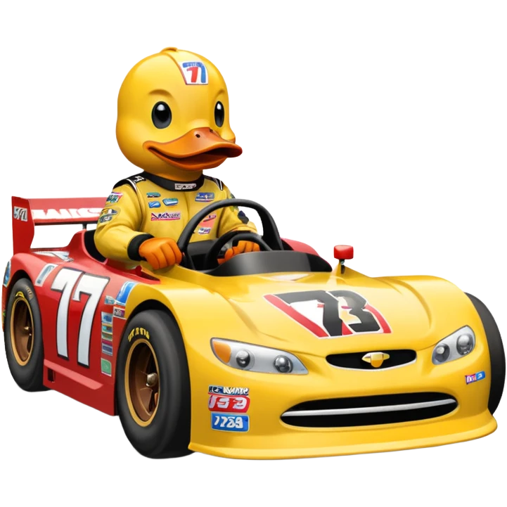 duck driving a nascar number 73 emoji