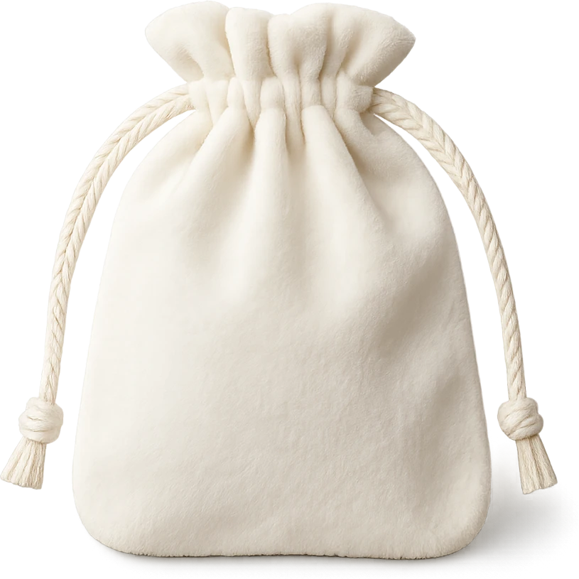 white velvet jewelry pouch emoji