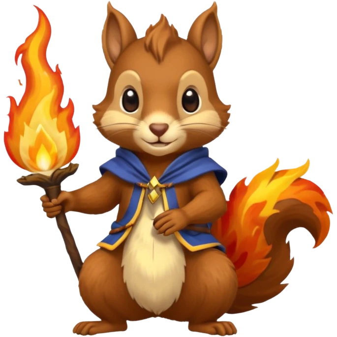 wizard squirrel holding fire emoji