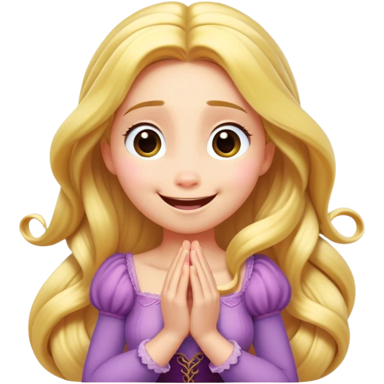 Cinematic Playful Rapunzel Portrait Emoji, Giggling as Pascal sits atop her head, hands cupped over her mouth in a moment of pure joy, her radiance shining through, utterly enchanting! emoji