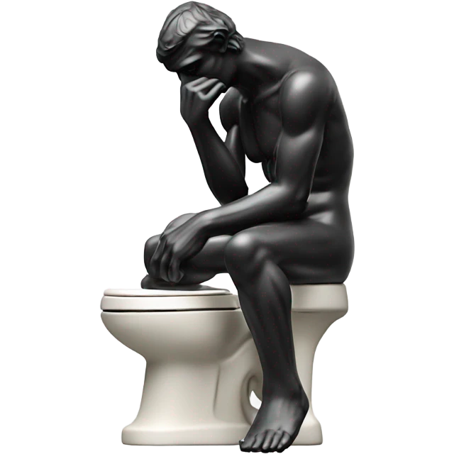 rodin sculpture the thinker but sitting on a toilet emoji