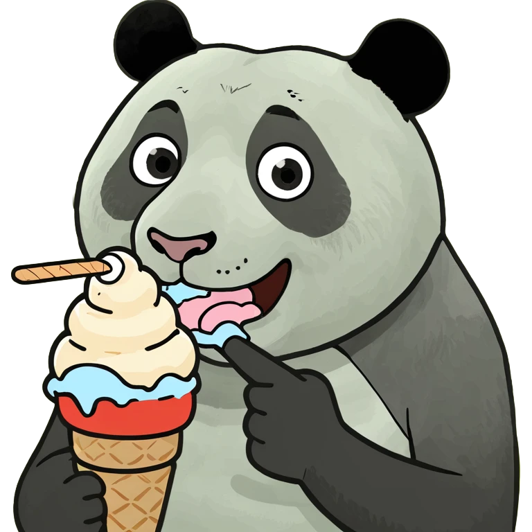 Panda eating ice cream emoji