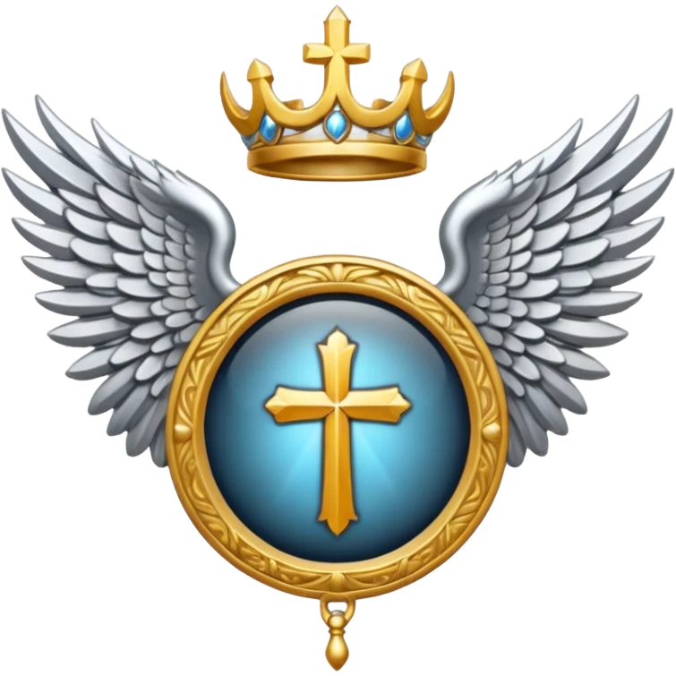 Holy Saint  Emblem with Silver wings emoji
